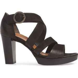 🌱 Paul Green 🌱 Riviera Strappy Sandal black leather size 9 high heels platform